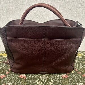 Vince Camuto elegant ox blood Leather Handbag with cross body strap